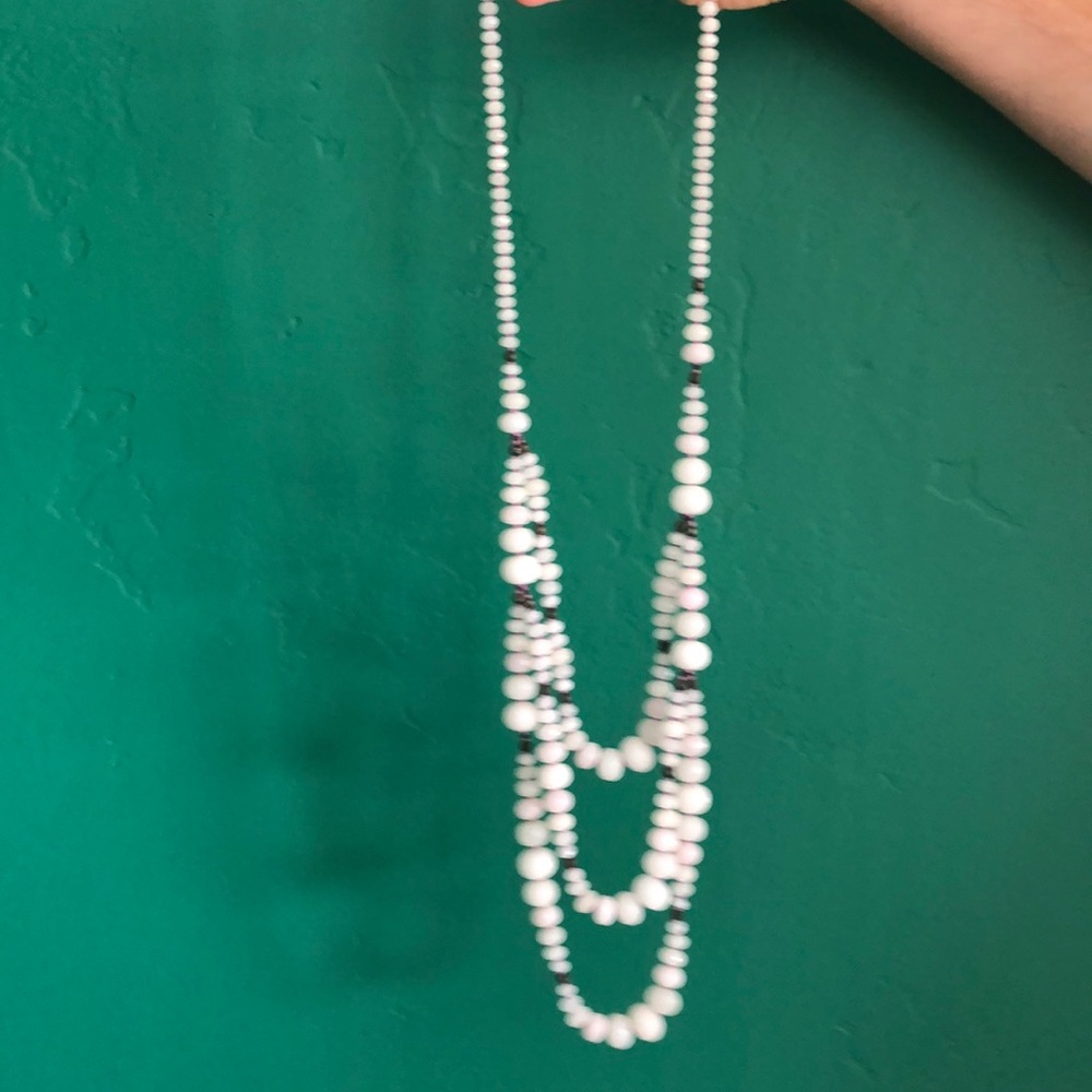 Chan Luu pale pink quartz multi strand necklace.